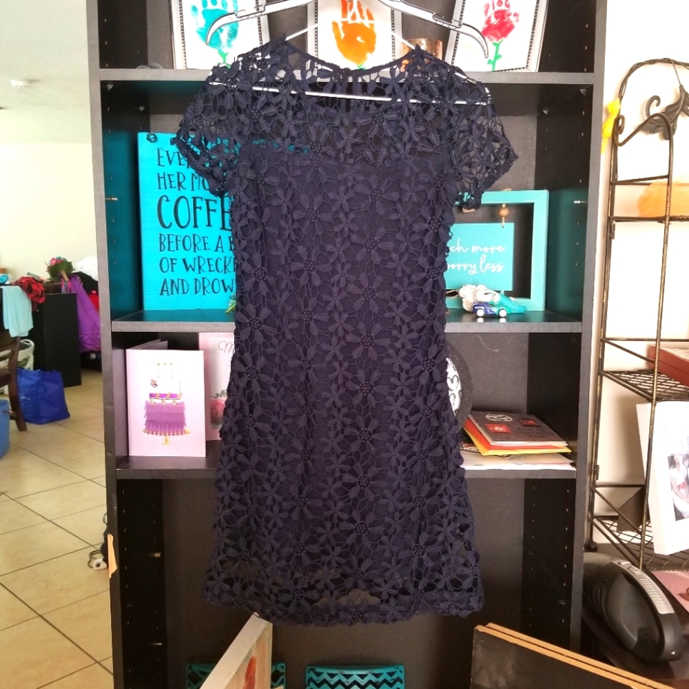 Navy Hollister lace overlay dress size 3